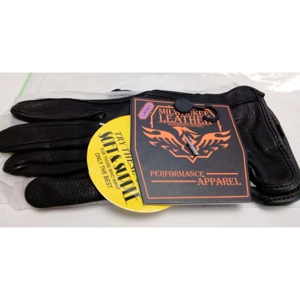 Milwaukee Leather SH886 Womens Medium Black Deerskin Riding Gloves